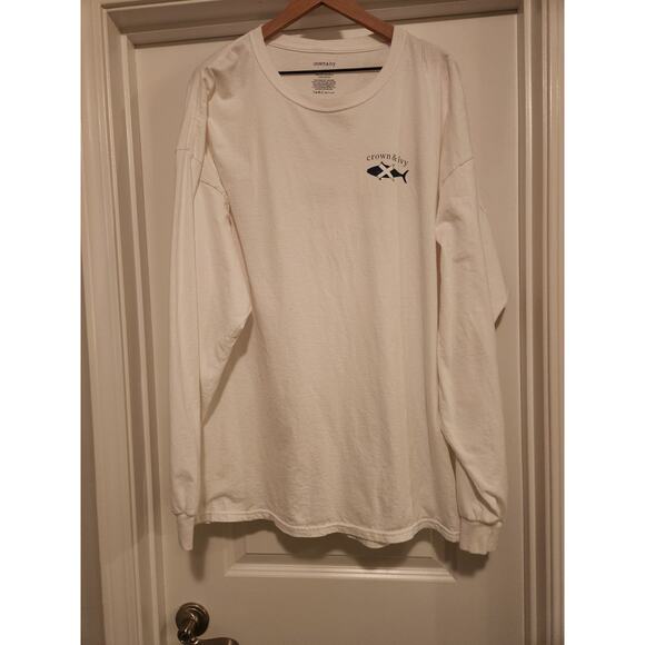 Crown And Ivy Mens Long Sleeve Tshirt Fish Logo White 2XL - Picture 1 of 4